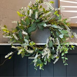 Boho Cottage-core Floral‎ Spring Summer Wreath Green White Grapevine Wreath